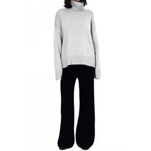 NEW KATHRYN MCCARRON charlie oversized cashmere turtleneck sweater in grey